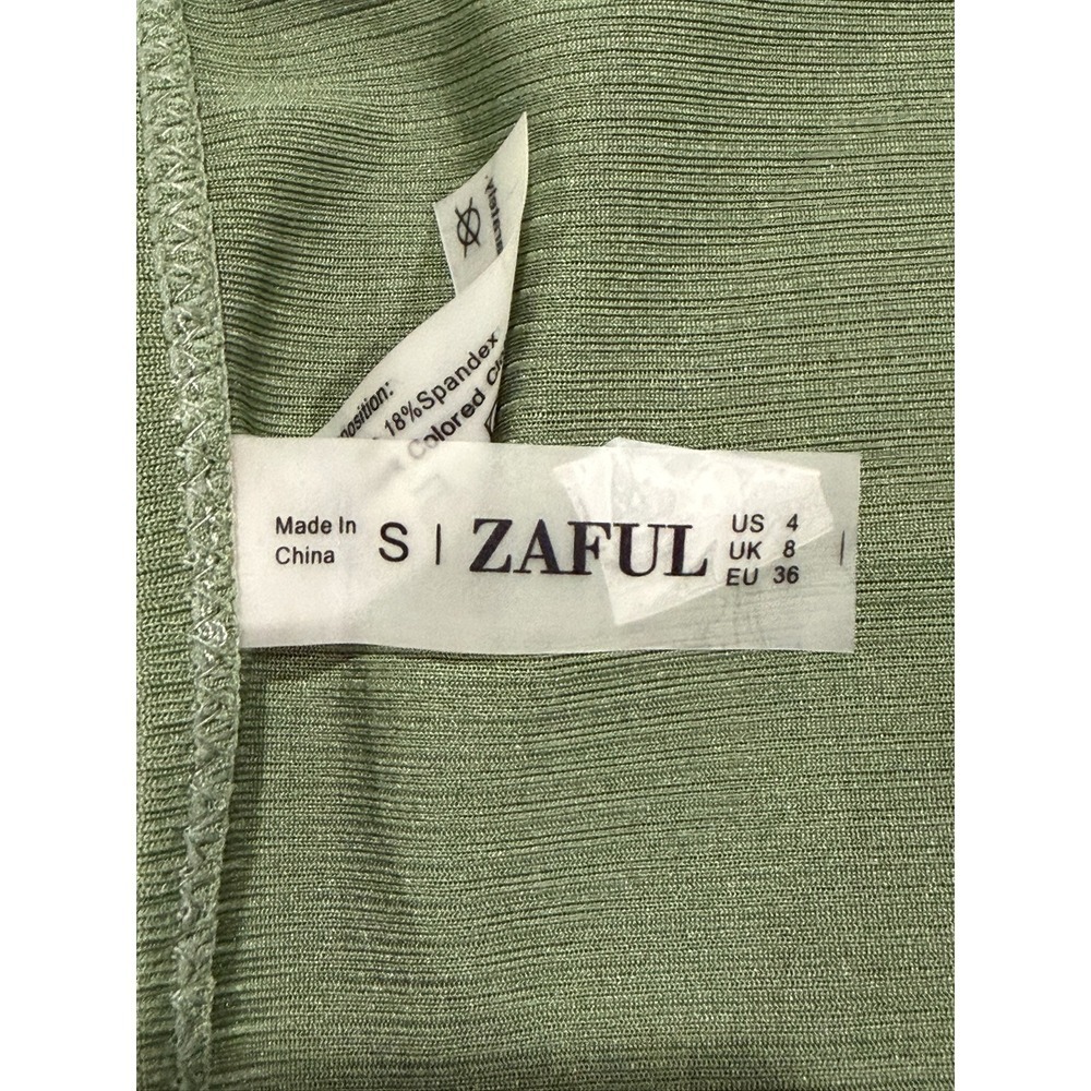 Zaful Olive Green Ribbed Bandeau Bikini Set Strapless Two Piece Swimsuit Small - Picture 3 of 4